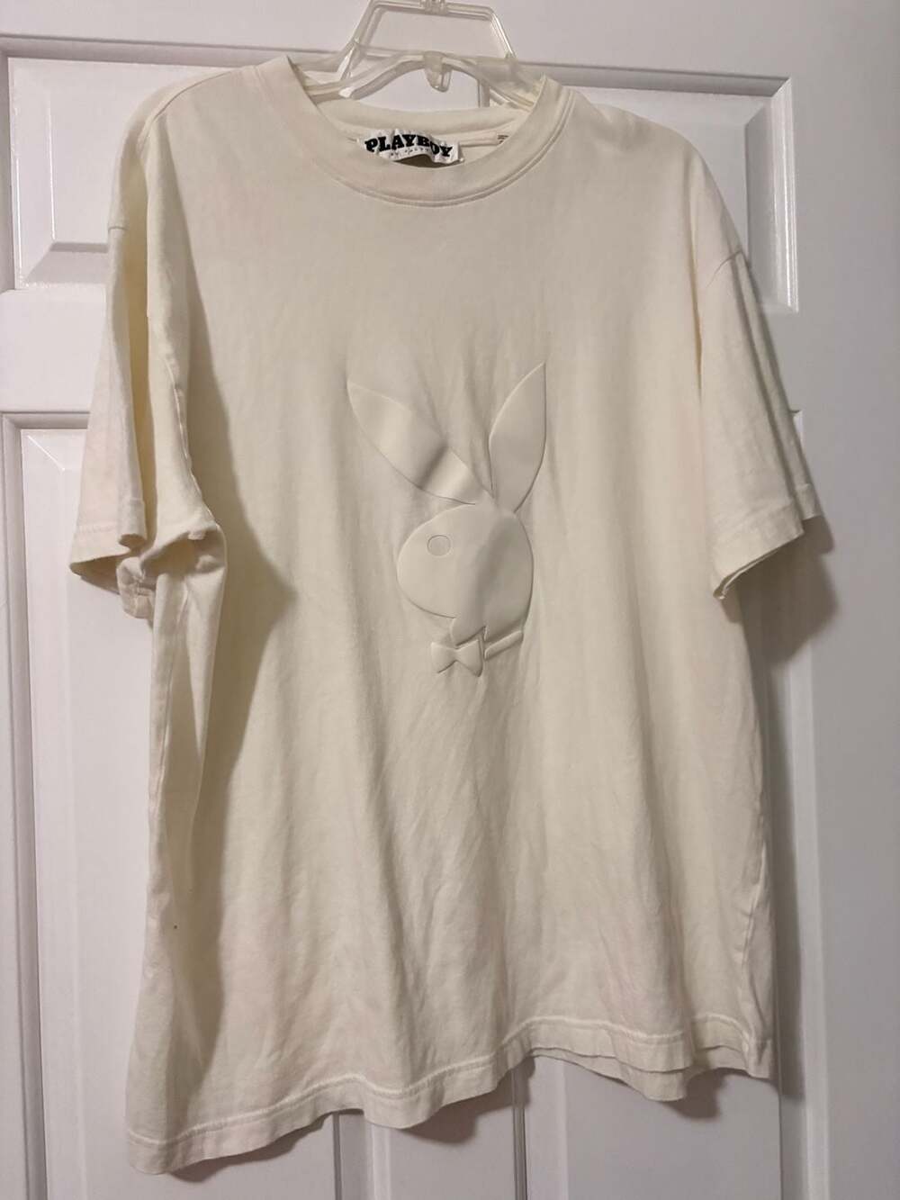 x Playboy Distressed Oversized Vintage Logo Print T-Shirt｜MISSGUIDED,